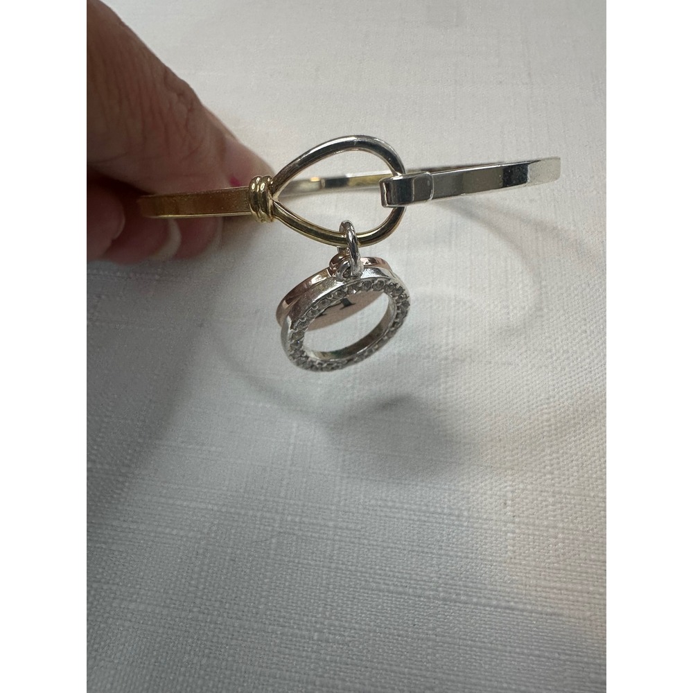 Bangle Bracelet Gold Silver Tone Initial A Circle Charm Jewelry
